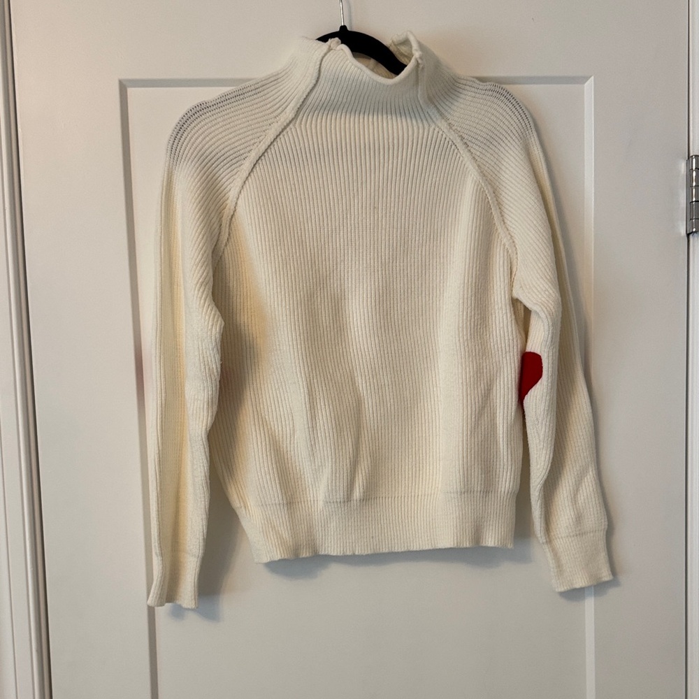 Chicwish Cream Turtleneck Sweater with Heart Patches - S/M